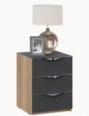 Тумба прикроватная с 3 ящиками Глосс (Яблоня Беллуно/Cтекло Графит матовый) ТД 319.03.02