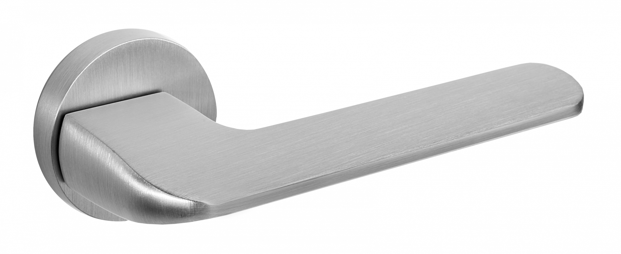 Ручка дверная РЕНЦ ЛЮКС 06 "Мерано", кругл накл, супер сатин хром