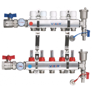 Группа коллекторная VIEIR 1х6х3/4"с расходомер,дренаж.кр, воздухоотвод., нерж. сталь VR113-06A(_5_)