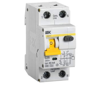Выключатель автоматический дифференциального тока 2п (1P+N) C 25А 30мА тип A 6кА АВДТ-32 ИЭК MAD22-5