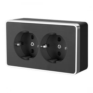 Розетка Черный/хром Открытой установки 2-х мест С заземлением  Gallant Werkel W5072135 (5)