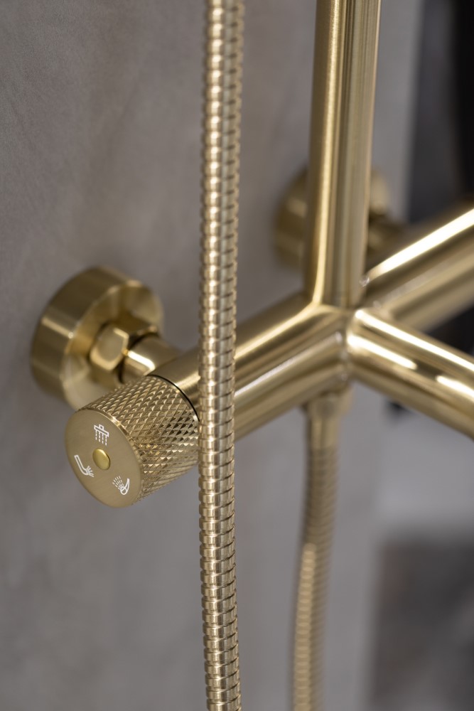 Стойка для душа со смесителем UNO Matt Gold 3