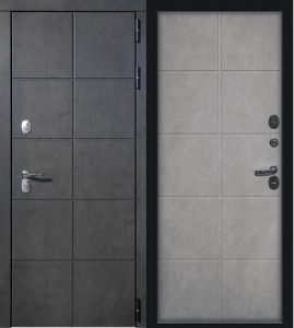 Дверь метал Термо КАРЕ, Бетон графит / Бетон снежный, 960*2050 правая
