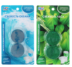 Освежитель таблетка для сливного бачка унитаза, 2шт x 50 г, NEW GALAXY океан, лес(__)