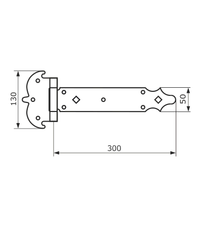 Петля-стрела фигурная Домарт ПС-300 мод.4 кованая ЯРОСЛАВЛЬ, черный