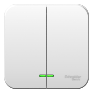 Белый выключатель ОУ 2-х кл с подсветкой откр типа изол пластиной BLANCA (15)