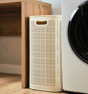 Корзина д/белья 75,0л 430*321*600мм "Лён" сборная Слоновая кость (1) АП 370