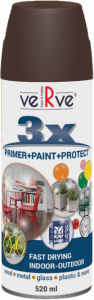 Универсальная акриловая эмаль VERVE 3X (цвет:коричневый шоколад RAL8017, п/матовый), спрей 520мл (6)