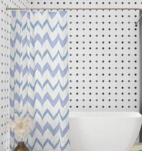 Штора для ванной комнаты 180х180см полиэстер (Голубые зигзаги)
