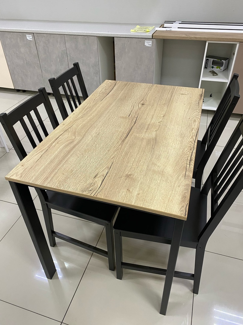 Стол Бейсик-4 дуб натуральный/чёрный