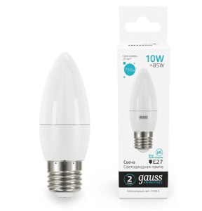 Лампа светодиодная 10Вт 4100К Е27   Свеча матовая Gauss Elementary(10/100)