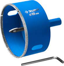 Коронка алмазная по кафелю и стеклу, d=68 мм, зерно Р 60, в сборе с центриру сверлом и имбусовым(_10