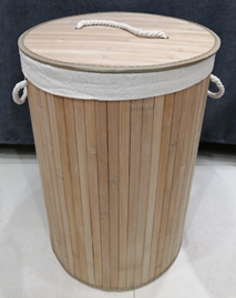 Корзина для белья Цилиндр, 35*60 см, бамбук, с крышкой, со съемным чехлом