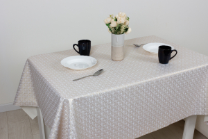 Клеёнка PU Shine, 140 см., 478-1, Ромб золото на белом (20м)