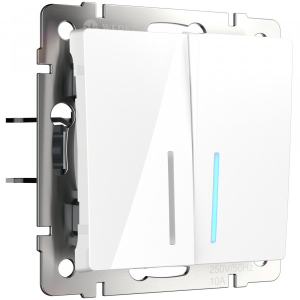 Белый выключатель скрытой установки 2-х клавишный С подсветкой Werkel W1120101 (10)