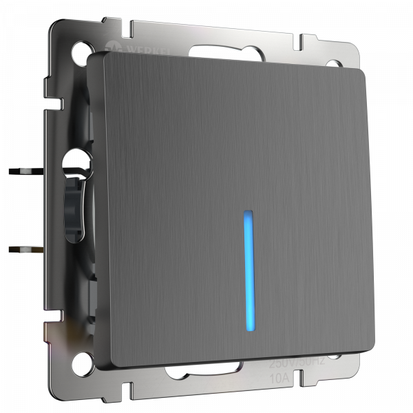 Графит рифленый выключатель Скрытой установки 1 клав С подсветкой Werkel W1110104 (10)