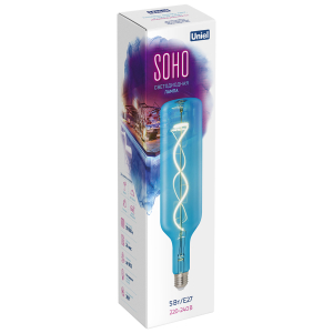 Лампа светодиодная 5Вт Е27 SOHO синяя колба спиральный филамент LED-SF21 SOHО BLUE (1)