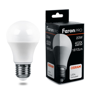 Лампа светодиодная 20Вт 4000К E27  Шар Feron Pro LB-1020(10/50)