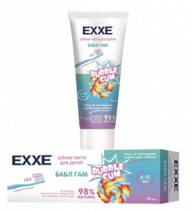 Зубная паста детская с кальцием  EXXE "Бабл гам", 75 мл (с 6 лет)(_12_)