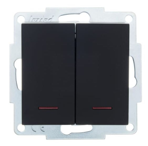 Чёрный бархат выключатель 2-х клав С подсветкой 742-4288-112 VESNA (10шт)