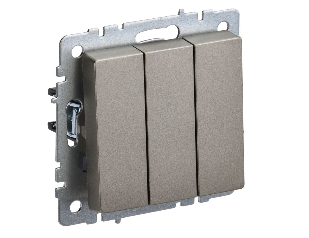 Шампань выключатель трехклавишный 10А ВС10-3-0-БрШ