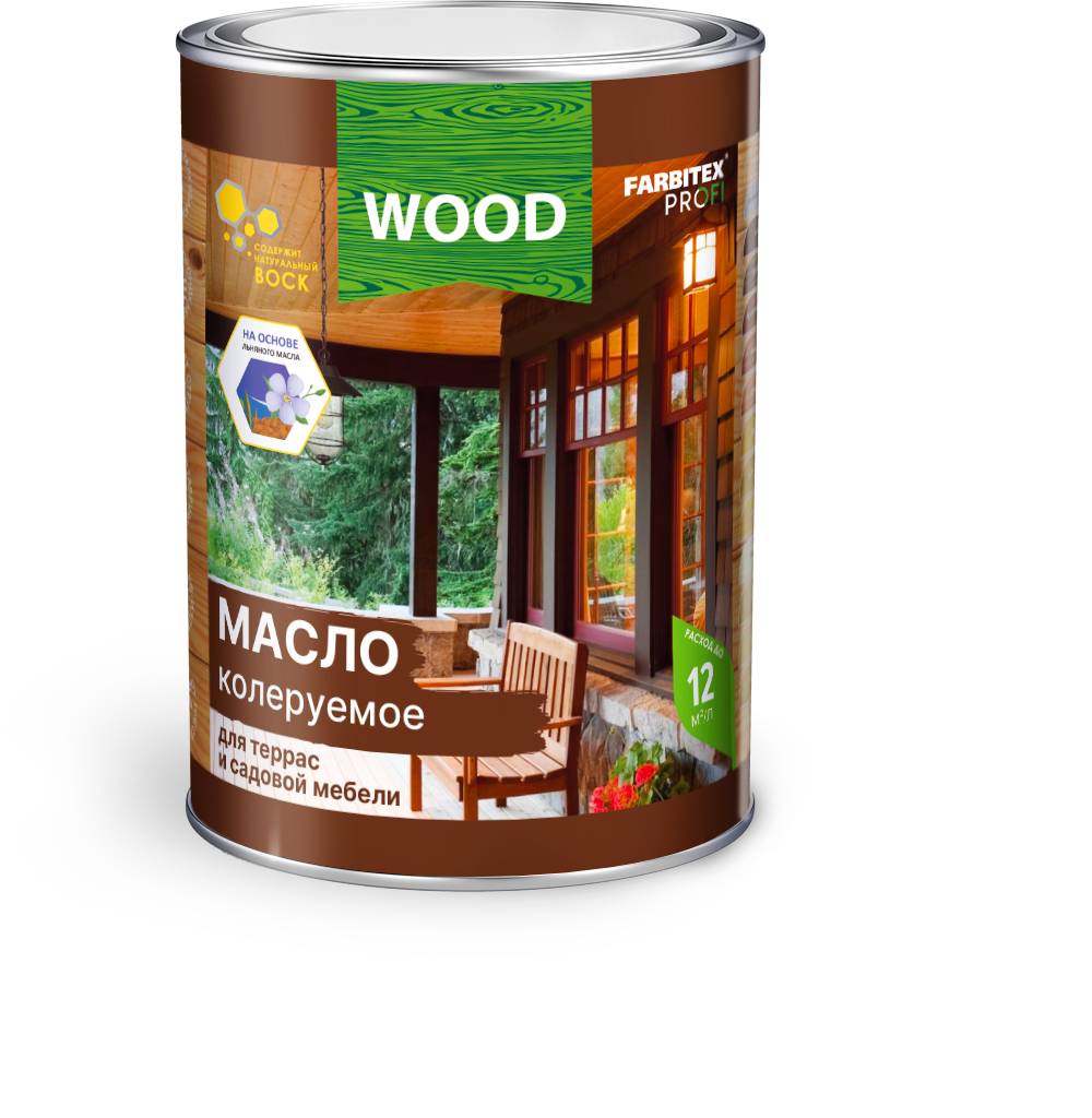 Масло колеруемое для террас и садовой мебели дуб (0.75 л) Farbitex Profi Wood (14)