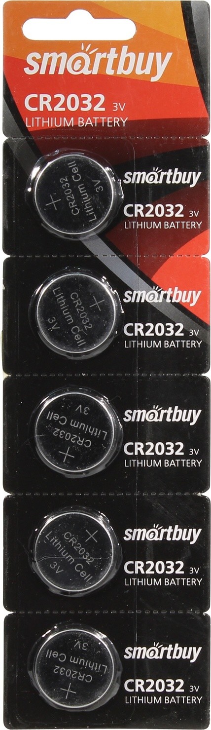 Литиевый элемент питания Smartbuy CR2032/5B (100/4000) (1 шт в блист отрывн) (4000)