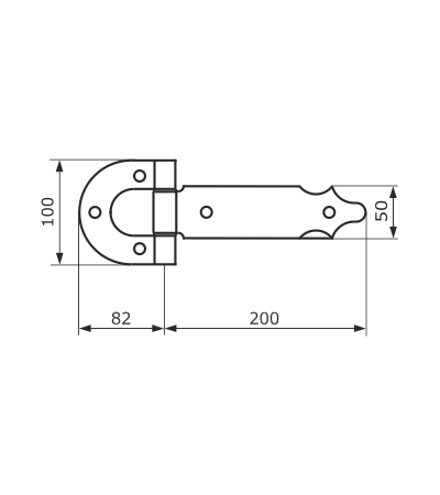 Петля-стрела усиленная Домарт ПСУ-200, черный