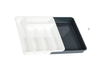 Лоток д/столовых приборов, раздвиж., белый/серый "ВТ" (10)