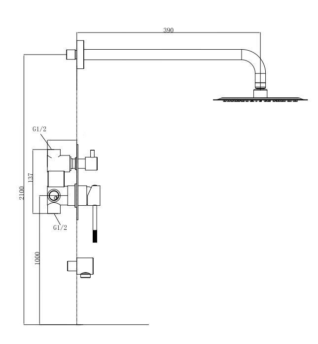 Душевая система скрытого монтажа, арт. Vessel GUN METAL Set_3in1, VODA2