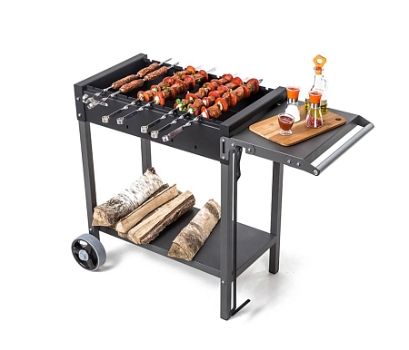 Мангал «MAH 202», 106.5×52×79.7 см, 2 мм, колёса, боковая полка														