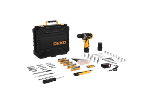 Аккумуляторная дрель-шуруповерт DEKO DKCD12FU-Li в кейсе + набор 193 инструмента для дома,12В,2х2(1)