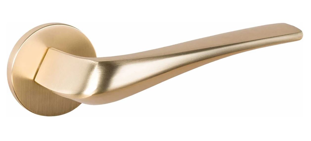 Ручка дверная Puerto SLIM 06 "Соффиони", кругл накл, золото матовое