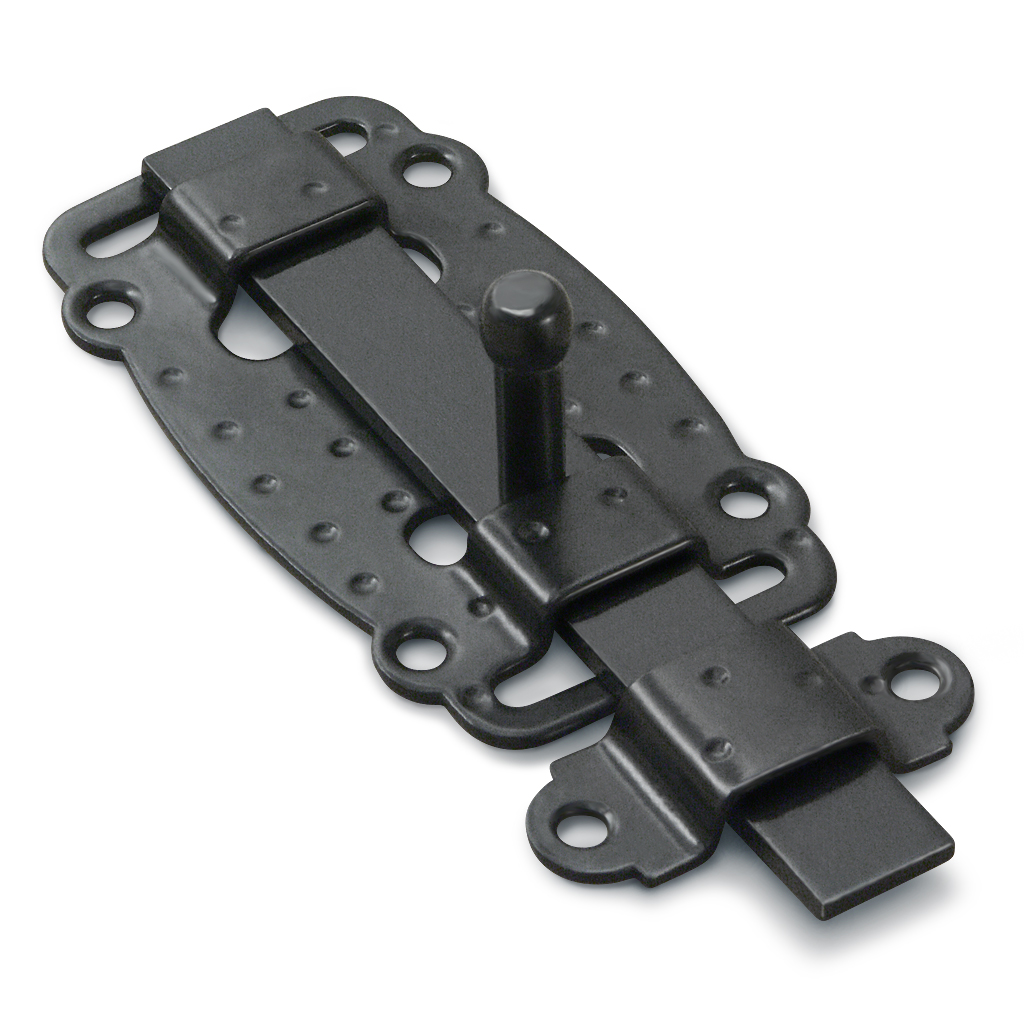 Задвижка накладная фигурная ЗД-100 плоская, черная (20/30)