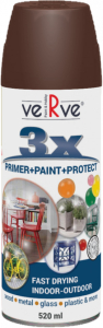 Универсальная акриловая эмаль VERVE 3X (цвет: коричневый махагон RAL8016, глянцевый),спрей 520мл (6)