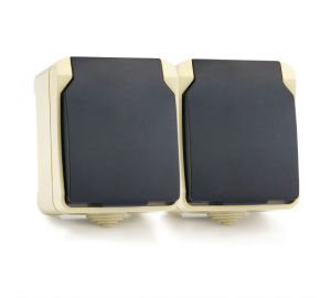 Розетка 2-х местная с заземлением с крышкой 16А IP54 "Сатурн" (9)