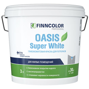 Краска Finncolor Oasis SUPER WHITE  Для потолка База А Глубоко-матовая 3л (1)