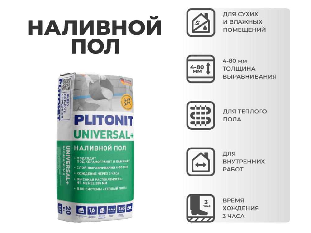 Ровнитель для пола Плитонит Universal 20кг 4