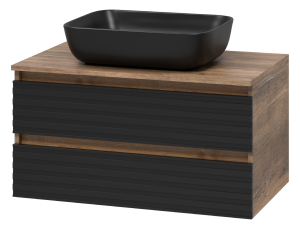 Тумба подвесная 2 ящ.DAKOTA - 80 + Умывальник накладной "Nuage" 55см мат. черный