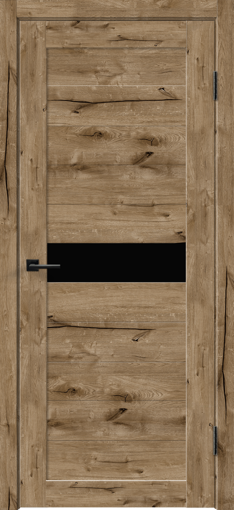 Дверь Линия 10 Канадский дуб/Лакобель черное ПО 800