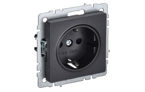 Черный розетка с заземлением без защитных шторок 16А РС11-1-0-БрЧ