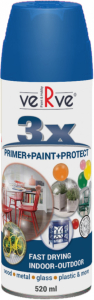 Универсальная акриловая эмаль VERVE 3X цвет: транспортный синий RAL5017, глянцевый, спрей 520мл (6)