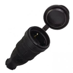 Розетка/разьем переносная с защитной крышкой каучуковая 230В 2P+PE 16A P44 (24)