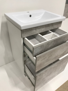 Тумба Рино 60 + ум. COMO 60 (фасад бетон, стенки белые) (1)