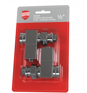 Набор дизайн-вентилей CUBE, прямой (хром) 1/2(_10_)