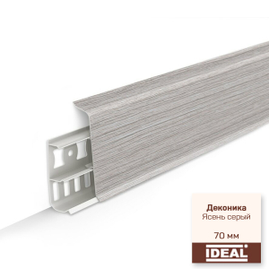 Плинтус Деконика 70мм Ясень серый 253 2,2м (20шт)
