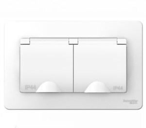 Розетка Белая 2-местная с защитной крышкой с заземлением СП16А  BLANCA (5)