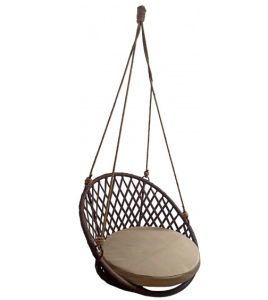 Кресло подвесное Майорка арт.М455-МТ009 цв.корзины темно-коричневый, цв.подушки бежевый "Garden stor