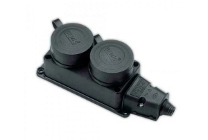 Розетка Smartbuy, двухместная с защитными крышками каучуковая 230В, 2P+PE, 16A, IP44 (SBE-16-2-00-R)