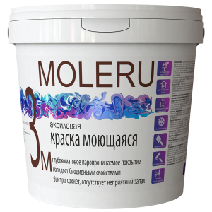 Краска Moleru 3 М Моющаяся акриловая (14 кг) (1)